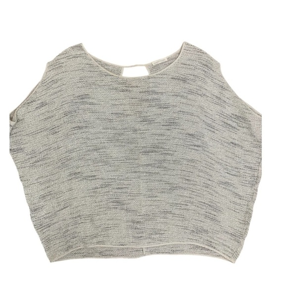 Eileen Fisher Floating Mesh Weave Wedge Top Bauteau Neck Cotton Blend Bone Sz L - Picture 1 of 10